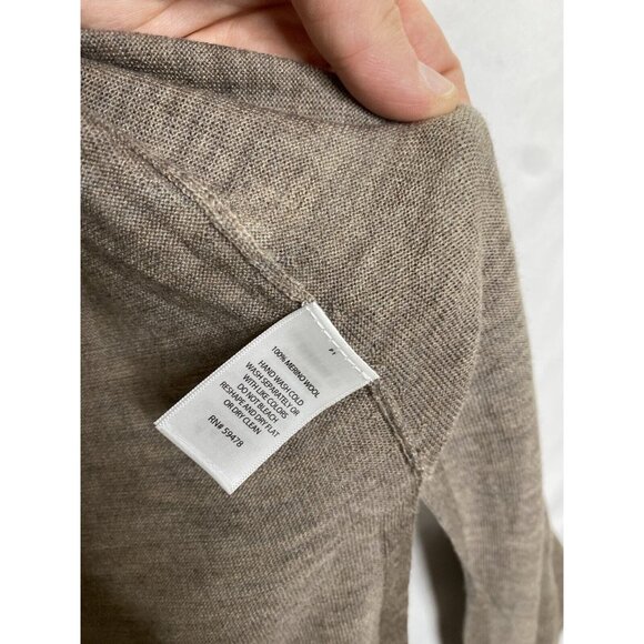 Tahari Women's Taupe 100% Merino Wool Sleeveless Midi Duster Vest Size Small - Picture 5 of 7